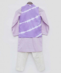 Lilac Leheriya Nehru Jacket Set