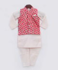 Pink Gotta Work Jacket With Kurta And Chudidar