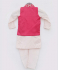 Pink Gotta Work Jacket With Kurta And Chudidar