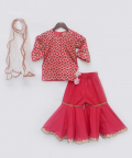 Pink Gotta Kurti With Sharara Set