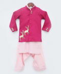 Hot Pink Jacket With Baby Pink Kurta And Salwar