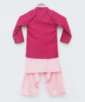 Hot Pink Jacket With Baby Pink Kurta And Salwar