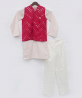 Hot Pink Mirror Jacket With Pink Kurta And Pant