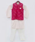 Hot Pink Mirror Jacket With Pink Kurta And Pant