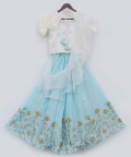 Off White Choli With Blue Gotta Lehenga