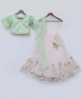 Pista Green Choli With Pink Gotta Lehenga