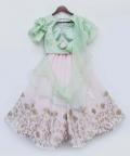Pista Green Choli With Pink Gotta Lehenga