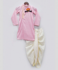 Pink Kurta With Off White Dhoti