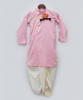 Pink Kurta With Off White Dhoti