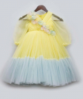 Yellow And Blue Net Gown