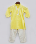 Yellow Kurta With Dori Work Embroidery And Pant