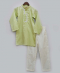 Green Kurta With Dori Work Embroidery And Pant