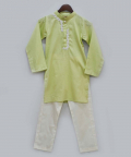Green Kurta With Dori Work Embroidery And Pant