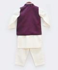 Wine Mirror Work Jacket With Kurta Pant