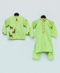 Green Jacket With Kurta And Salwar