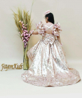 Peach Sequins High Low Dress