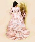 Peach Sequins High Low Gown