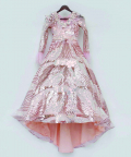 Peach Sequins High Low Gown