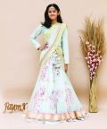 Blue Embroidery Choli With Blue Net Lehenga
