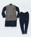Black Gotta Embroidery Jacket With Kurta And Chudidar