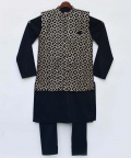 Black Gotta Embroidery Jacket With Kurta And Chudidar