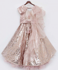 Peach Sequins Choli And Lehenga Set