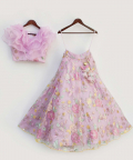 Lilac Organza Frill Top With Embroidery Lehenga