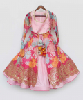 Pink Lehenga Choli With Pink Printed Jacket