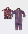 Printed Nehru jacket With Kurta And Pant