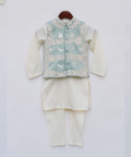 Blue Embroidery Jacket With Kurta And Chudidar