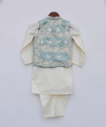 Blue Embroidery Jacket With Kurta And Chudidar