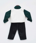 Green Shirt And Off White Waist Coat With Pant