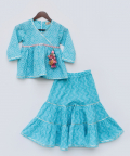 Aqua Print Kurti Sharara Set
