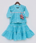 Aqua Print Kurti Sharara Set