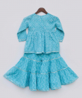 Aqua Print Kurti Sharara Set