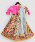 Hot Pink Silk Flower Boti Choli With Embroidery Lehenga And Dupatta