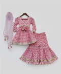 Pink Printed Kurti Sharara Set