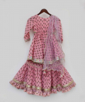 Pink Printed Kurti Sharara Set