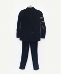 Dark Blue Embroidered Velvet Coat Set