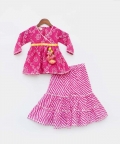 Pink Cotton Printed Kurti Sharara