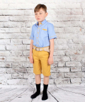 Boys Blue Shirt And Bermuda Shorts Set With Belt