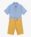 Boys Blue Shirt And Bermuda Shorts Set With Belt