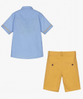 Boys Blue Shirt And Bermuda Shorts Set With Belt