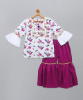 White Printed Kurta With Sharara