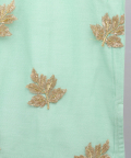 Leaf Embroidered Kurta Pants With Embroidered Net Dupatta
