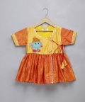 Ganpati Embroidered Orange Yello Dhoti Set