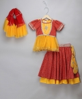 Orange Yellow Peplum Blouse Lehnga Set