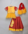 Orange Yellow Peplum Blouse Lehnga Set