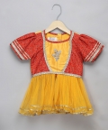 Orange Yellow Peplum Blouse Lehnga Set