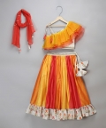 Orange Yellow Frill Organza Lehnga Set